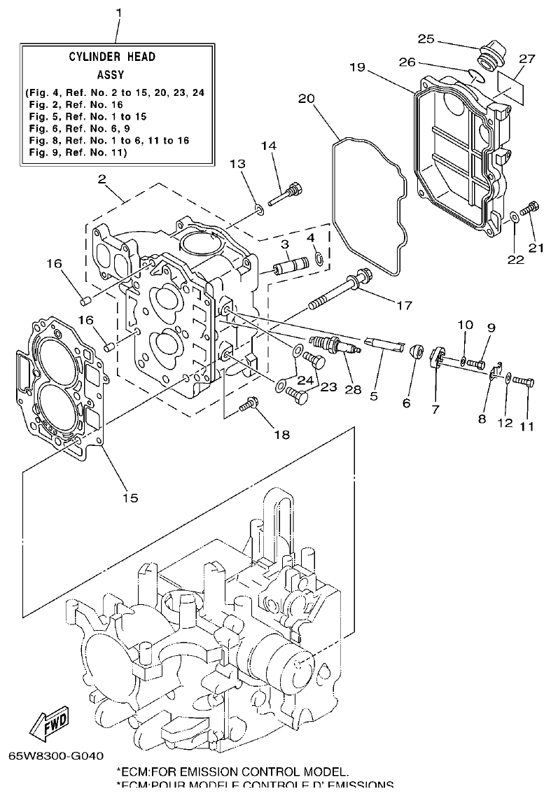 Yamaha F20A, F25A CYLINDER & CRANKCASE 2 parts diagram